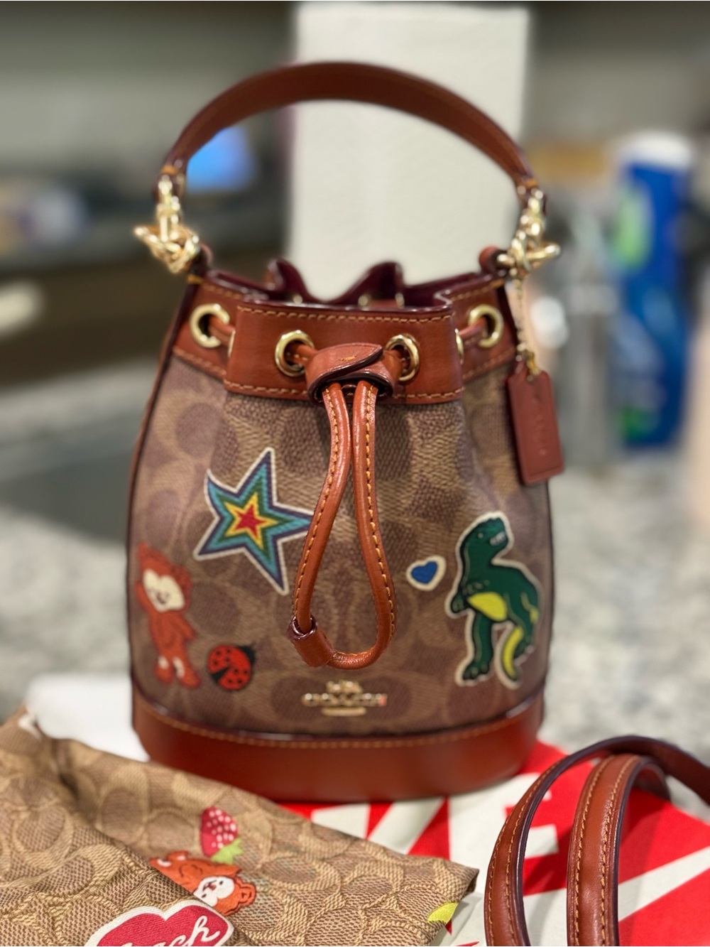 Coach Dempsey mini bucket bag in sticker print bundle!!! - Picture 4 of 6